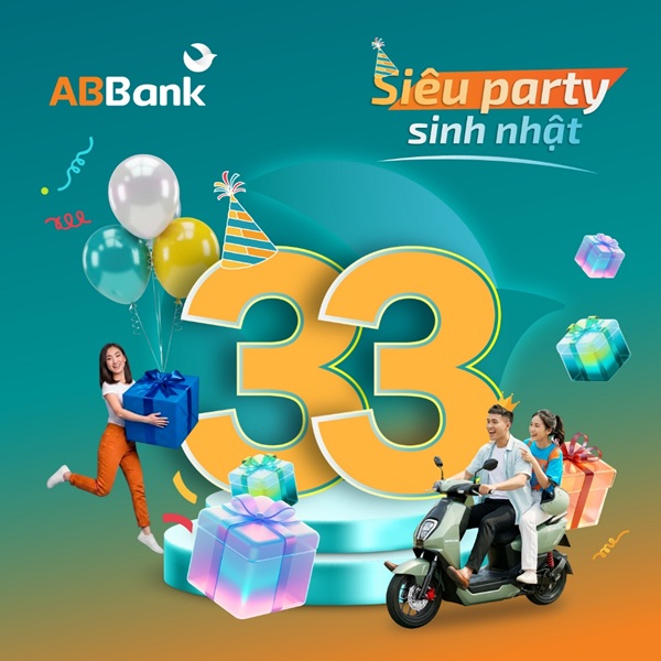 ABBank “mở hội” dịp sinh nhật 33 năm: Tặng 33 xe máy điện, quà tặng cho khách hàng