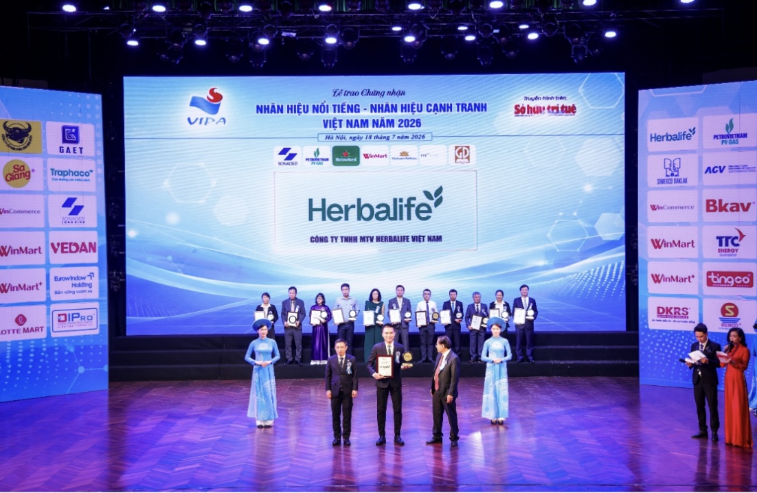 Herbalife Việt Nam được xếp hạngthuộc Top 10 Nhãn Hiệu Nổi Tiếng Việt Nam năm 2026
